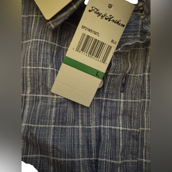 Flag & Anthem Blue Plaid Flannel Shirt Large Tall NWT | Classic Everyday Layer - Picture 2 of 3